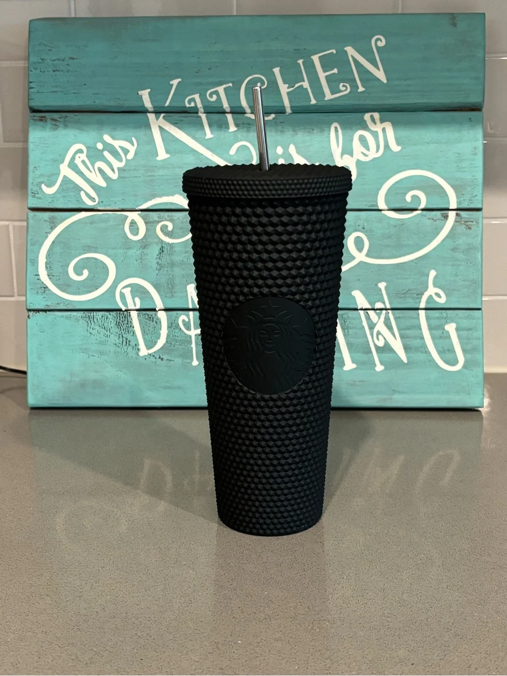 Starbucks Black Textured Studded Tumbler with Metal Straw